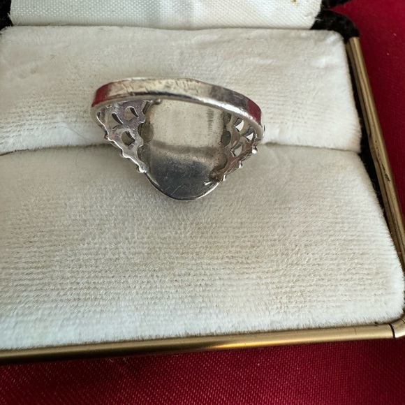 Black Onyx in 925 Silver Ring Retro EC Sz 6 - Picture 4 of 5